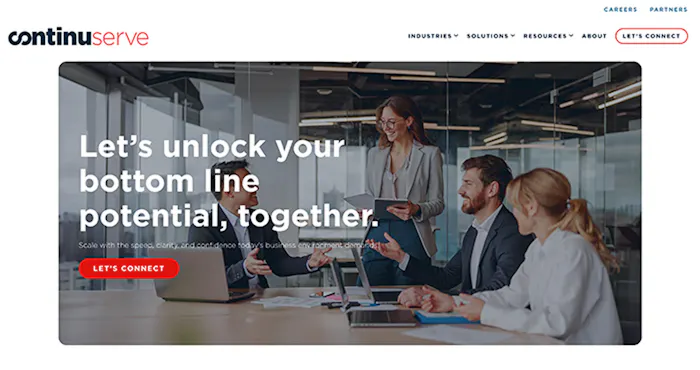 ContinuServe's homepage.