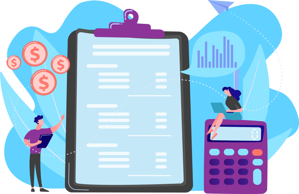 Illustration of clipboard and calculator