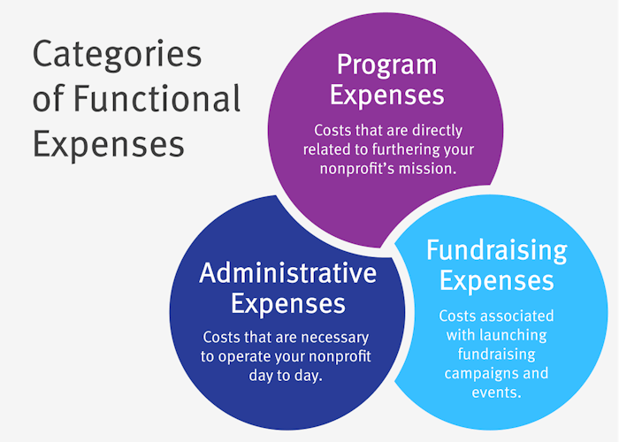 Three categories of functional expenses.