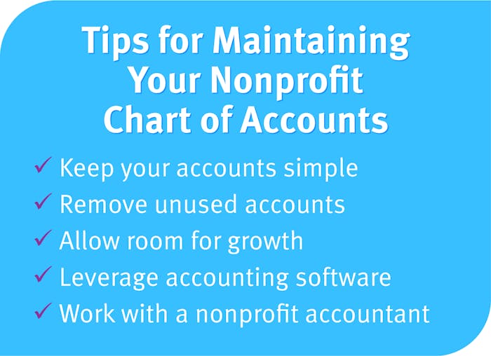 Checklist with five tips for maintaining your nonprofit chart of accounts