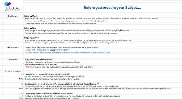 Budget Template screenshot